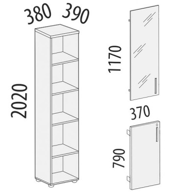 Стеллаж закрытый Альфа 61 539, Ольха