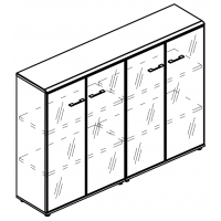 Шкаф комбинированный стеклянный дверки в рамке (топ МДФ) МР 9393 ВЛ/ВЛ серия Alta вяз либерти/вяз либерти