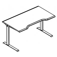 Стол эргономичный "Симметрия" на металлокаркасе МL (2 скоса) МР А2 025.03 ВЛ вяз либерти/антрацит