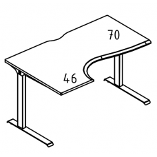 Стол Классика эргономичный на каркасе МL 1 скос левый МР А2 045.02 ВЛ вяз либерти/антрацит