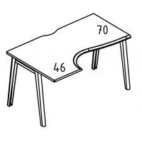 Стол эргономичный "Классика" на металлокаркасе МТ (1 скос) левый Alta MT МР Б1Б 041.02 ВЛ вяз либерти/белый/вставка белая