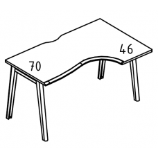 Стол эргономичный "Классика" на металлокаркасе МТ (1 скос) правый Alta MT МР Б1М 042.02 ВЛ вяз либерти/белый/вставка мокко
