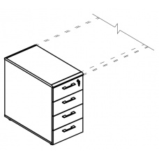 Тумба приставная 4-х ящичная с замком (2 скоса) МР 9221-2 ВЛ/ВЛ/ВЛ вяз либерти/вяз либерти/вяз либерти