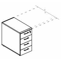Тумба приставная 4-х ящичная с замком (2 скоса) МР 9220-2 ВЛ/ВЛ/ВЛ серия Alta вяз либерти/вяз либерти/вяз либерти
