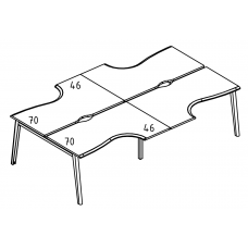 Рабочая станция "Классика" на металлокаркасе МТ (1 скос) (4х160) Alta MT МР Б1М 185.02-2 ВЛ вяз либерти/белый/вставка мокко