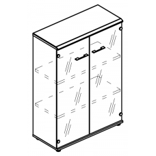 Шкаф средний со стеклянными прозрачными дверьми (топ МДФ) МР 9366 ВЛ/ВЛ вяз либерти/вяз либерти