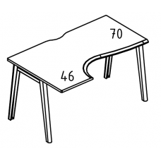 Стол эргономичный "Классика" на металлокаркасе МТ (1 скос) левый Alta MT МР Б1М 041.02 ВЛ вяз либерти/белый/вставка мокко