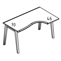 Стол Классика на каркасе МТ 2 скоса правый Alta MT МР Б1Б 042.01 ВЛ вяз либерти/белый/вставка белая