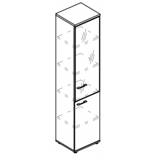 Шкаф узкий стеклянные двери в рамке правый (топ ДСП) МР 9486 ВЛ/ВЛ/ВЛ вяз либерти/вяз либерти