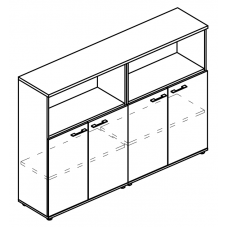 Шкаф средний комбинированный полузакрытый (топ ДСП) МР 9491 ВЛ/ВЛ/ВЛ вяз либерти/вяз либерти