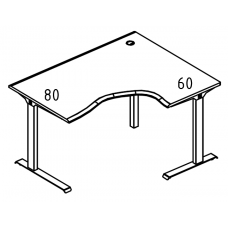 Стол эргономичный правый на металлокаркасе МL 2 скоса МР А2 088.01 ВЛ вяз либерти/антрацит