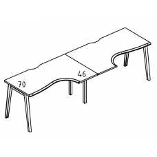 Рабочая станция "Классика" на металлокаркасе МТ (1 скос) (2х120) Alta MT МР Б1М 041.02-2 ВЛ вяз либерти/белый/вставка мокко