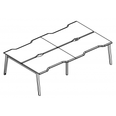 Рабочая станция "Симметрия" на каркасе МТ 1 скос (4х160) Alta MT МР Б1Б 178.04-2 ВЛ вяз либерти/белый/вставка белая