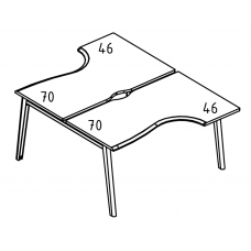 Рабочая станция (2х140) Классика на опорах МТ 1 скос Alta MT МР Б1М 184.02 ВЛ вяз либерти/белый/вставка мокко