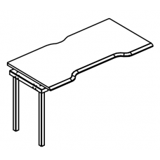 Секция стола станции Симметрия на каркасе МТ 1 скос Alta MT МР Б1 013.04-1 ВЛ Б вяз либерти/белый/вставка белая