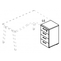 Тумба приставная 4-х ящичная с замком 1 скос к столу Классика Alta MT МР 9223 ВЛ/ВЛ/ВЛ вяз либерти/вяз либерти/вяз либерти