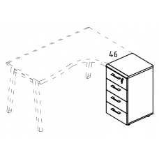 Тумба приставная 4-х ящичная с замком 1 скос к столу Классика Alta MT МР 9223 ВЛ/ВЛ/ВЛ вяз либерти/вяз либерти/вяз либерти