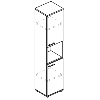 Шкаф для документов 2-х дверный с открытой нишей узкий (топ ДСП) МР 9484 ВЛ/ВЛ/ВЛ вяз либерти/вяз либерти