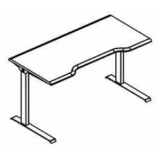 Стол эргономичный "Симметрия" на металлокаркасе МL (2 скоса) МР А2 016.03 ВЛ вяз либерти/антрацит