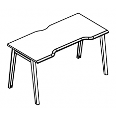 Стол эргономичный "Симметрия" на металлокаркасе МТ (1 скос) Alta MT МР Б1М 015.04 ВЛ вяз либерти/белый/вставка мокко