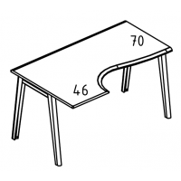 Стол Классика эргономичный на каркасе МТ 2 скоса левый Alta MT МР Б1Б 041.01 ВЛ вяз либерти/белый/вставка белая