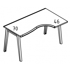 Стол Классика на каркасе МТ 2 скоса правый Alta MT МР Б1М 042.01 ВЛ вяз либерти/белый/вставка мокко
