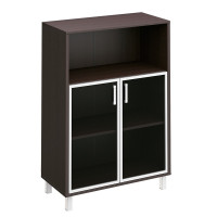 Шкаф для документов, двери стеклянные в алюминиевой раме + ниша Born 420-823 ВГ, венге