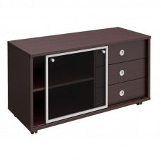 Тумба выкатная 3 ящика без замка стеклянная дверь-купе Born 202-552 ВГ, венге