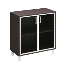 Шкаф низкий для документов две стеклянные двери Born 410-822 ВГ, венге