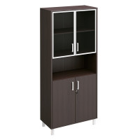 Шкаф для документов стекло в рамке + ДСП с замком + ниша Born 430-823-1 ВГ, венге
