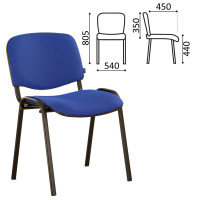 Стул для персонала и посетителей BRABIX Iso CF-005, черный каркас, ткань синяя с черным