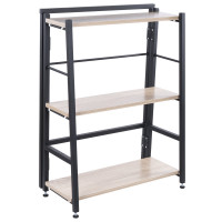 Стеллаж BRABIX Smart SH-006, 605х295х790 мм, ЛОФТ, трапеция, складной, металл/ЛДСП дуб, каркас черный