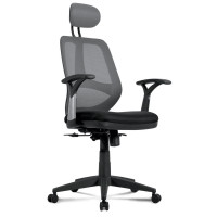 Кресло BRABIX Saturn ER-400, с подголовником, комбинированное, черное/серое