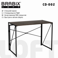 Стол на металлокаркасе BRABIX LOFT CD-002, 1000х500х750 мм, складной, цвет морёный дуб