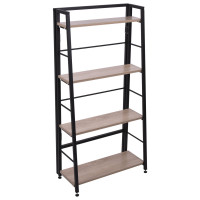 Стеллаж BRABIX Smart SH-007, 605х295х1193 мм, ЛОФТ, трапеция, складной, металл/ЛДСП дуб, каркас черный