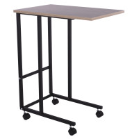 Стол BRABIX Smart CD-014, 380х600х755 мм, ЛОФТ, на колесах, металл/ЛДСП дуб, каркас черный