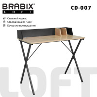 Стол на металлокаркасе BRABIX LOFT CD-007, 800х500х840 мм, органайзер, комбинированный