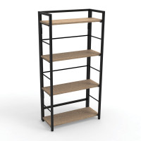 Стеллаж BRABIX Smart SH-005, 605х290х1193 мм, ЛОФТ, прямой, складной, металл/ЛДСП дуб, каркас черный