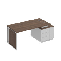 Стол руководителя с декоративной вставкой Bravo БР 111 ДГ БП БП дуб гладстоун/белый премиум/белый премиум