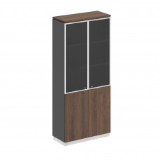 Шкаф для документов со стеклянными дверьми Bravo БР СИ 308 ДГ АР ДГ/ХР дуб гладстоун/антрацит премиум/дуб гладстоун