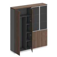 Шкаф комбинированный (документы со стеклом - одежда с дополнением) Bravo БР СИ 312 ДГ АР ДГ/ХР дуб гладстоун/антрацит премиум/дуб гладстоун