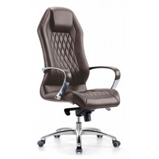 Кресло руководителя Бюрократ _Aura коричневый кожа крестовина алюминий