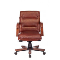 Кресло руководителя Бюрократ T-9927WALNUT-LOW светло-коричневый Leather Eichel кожа низк.спин. крест