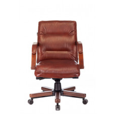 Кресло руководителя Бюрократ T-9927WALNUT-LOW светло-коричневый Leather Eichel кожа низк.спин. крест