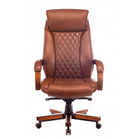 Кресло руководителя Бюрократ T-9924WALNUT светло-коричневый Leather Eichel кожа крестовина металл/де