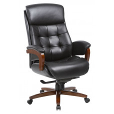 Кресло руководителя Бюрократ _Mega черный кожа крестовина металл/дерево