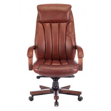 Кресло руководителя Бюрократ T-9922WALNUT светло-коричневый Leather Eichel кожа крестовина металл/де
