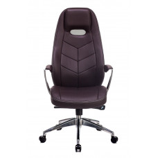 Кресло руководителя Бюрократ _Zen коричневый кожа крестовина алюминий