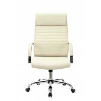 Кресло руководителя Бюрократ T-8010N слоновая кость OR-10 искусственная кожа крестовина металл хром
