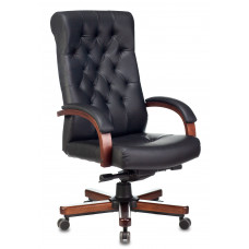 Кресло руководителя Бюрократ T-9928WALNUT черный кожа крестовина металл/дерево